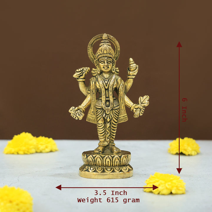 6" Brass Dhanvantari Idol