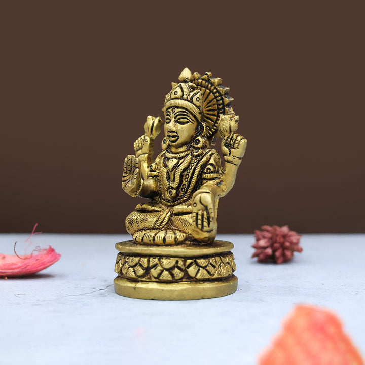 3" Brass Lakshmi with Round Base