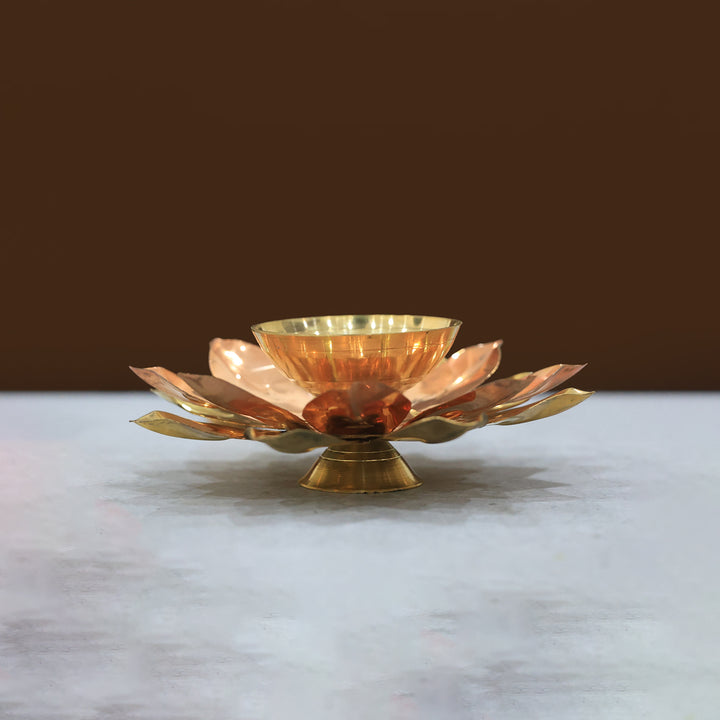 5" Wide Brass Rainbow Lotus Lamp