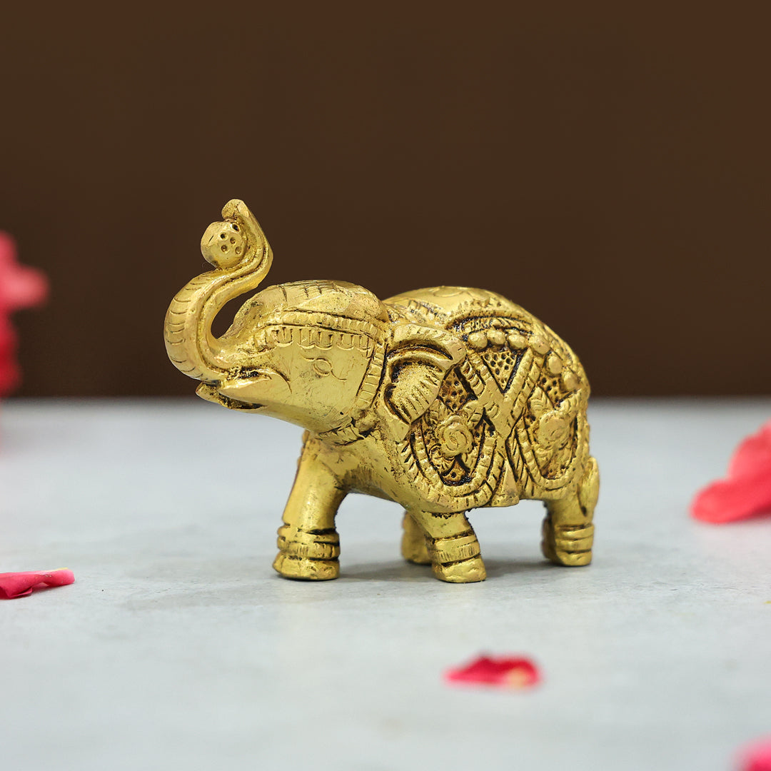 2.5” Majestic Brass  Yellow Antique Elephant Super Fine