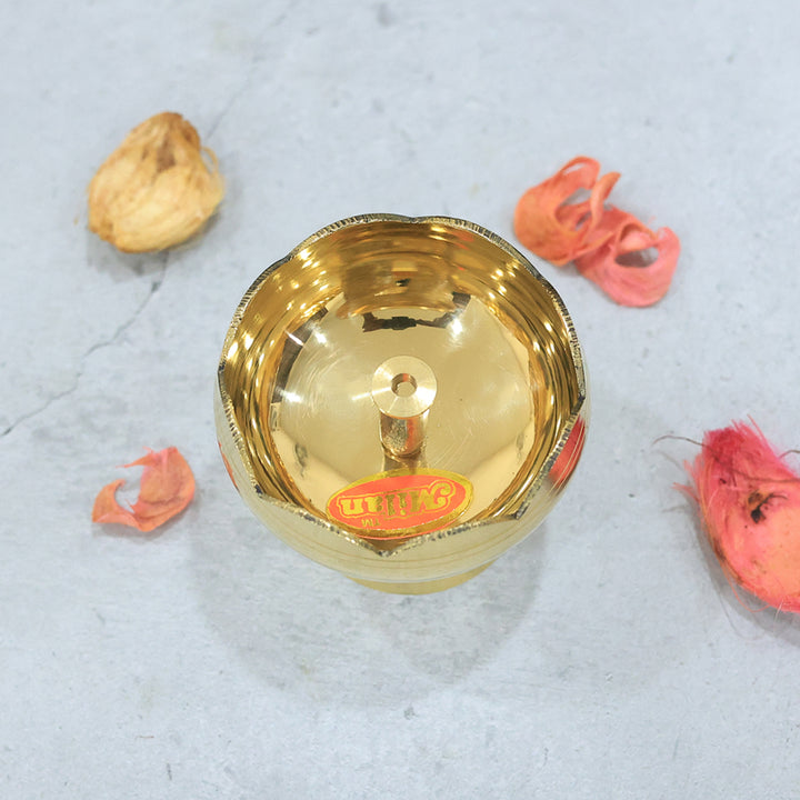 2.5" Brass Deepam with Rudra Center (Tomato Shaped)