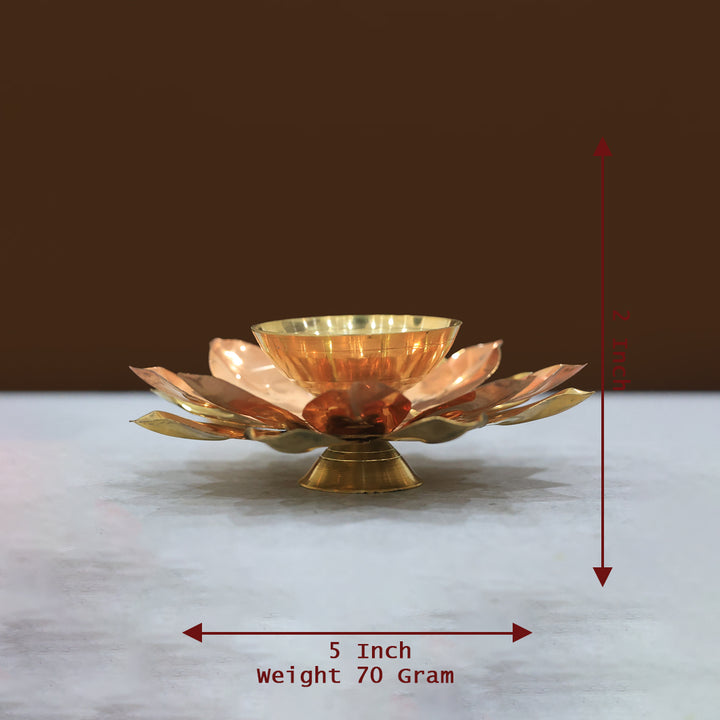 5" Wide Brass Rainbow Lotus Lamp