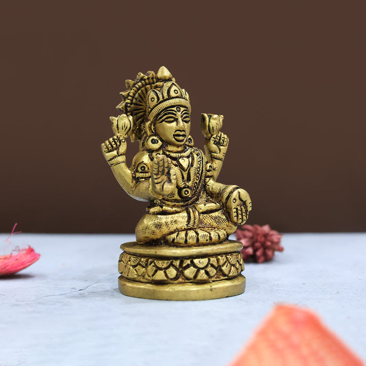 3" Brass Lakshmi with Round Base