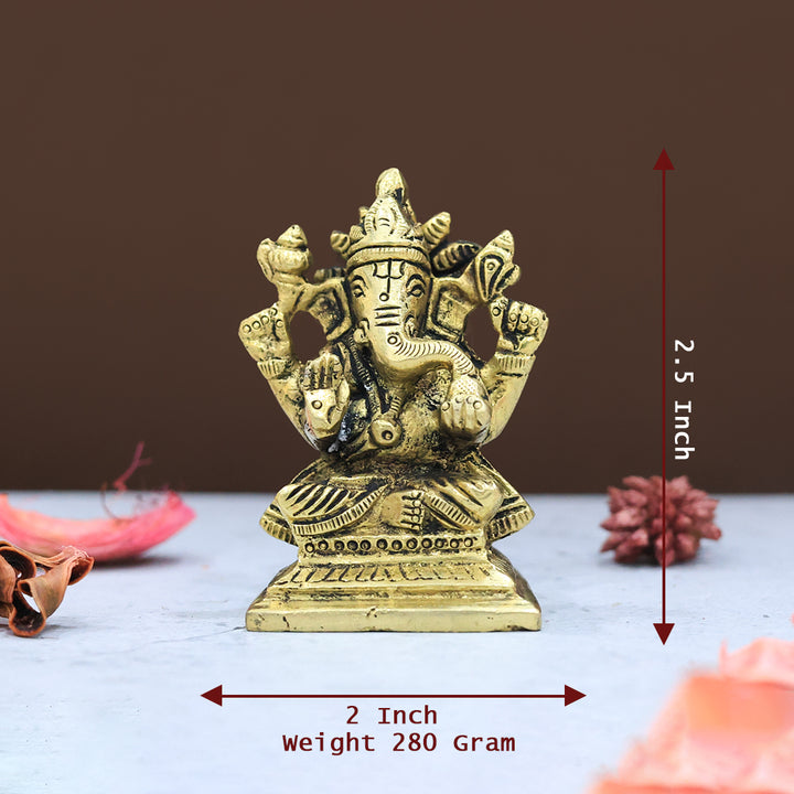 2.5" Brass Ganesha with Square Base