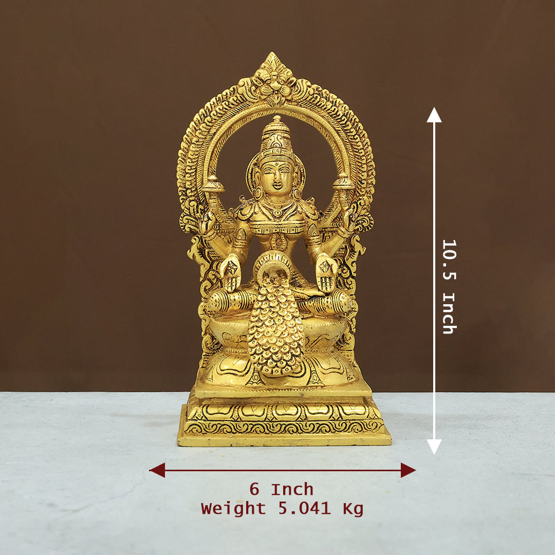 10.5” Brass Arch Dhanalakshmi Idol