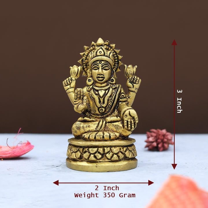 3" Brass Lakshmi with Round Base