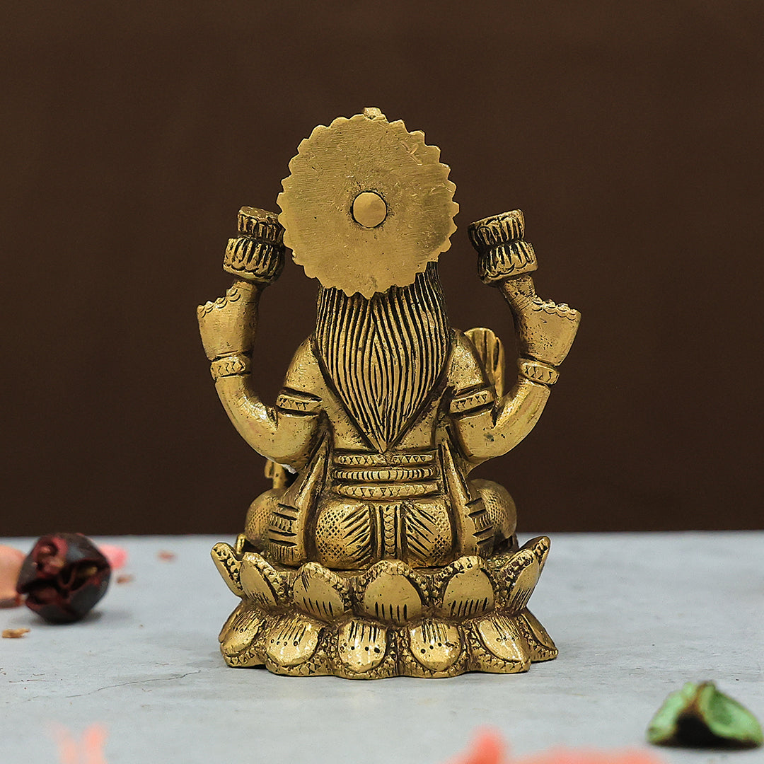 4" Brass Lotus Base Lakshmi