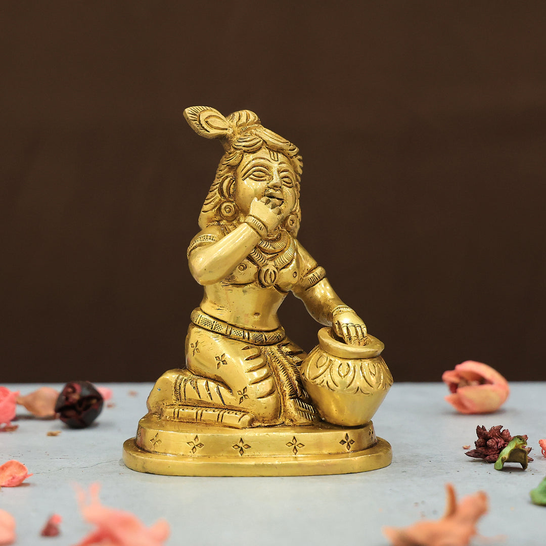 4.9" Brass Bala Krishna Idol