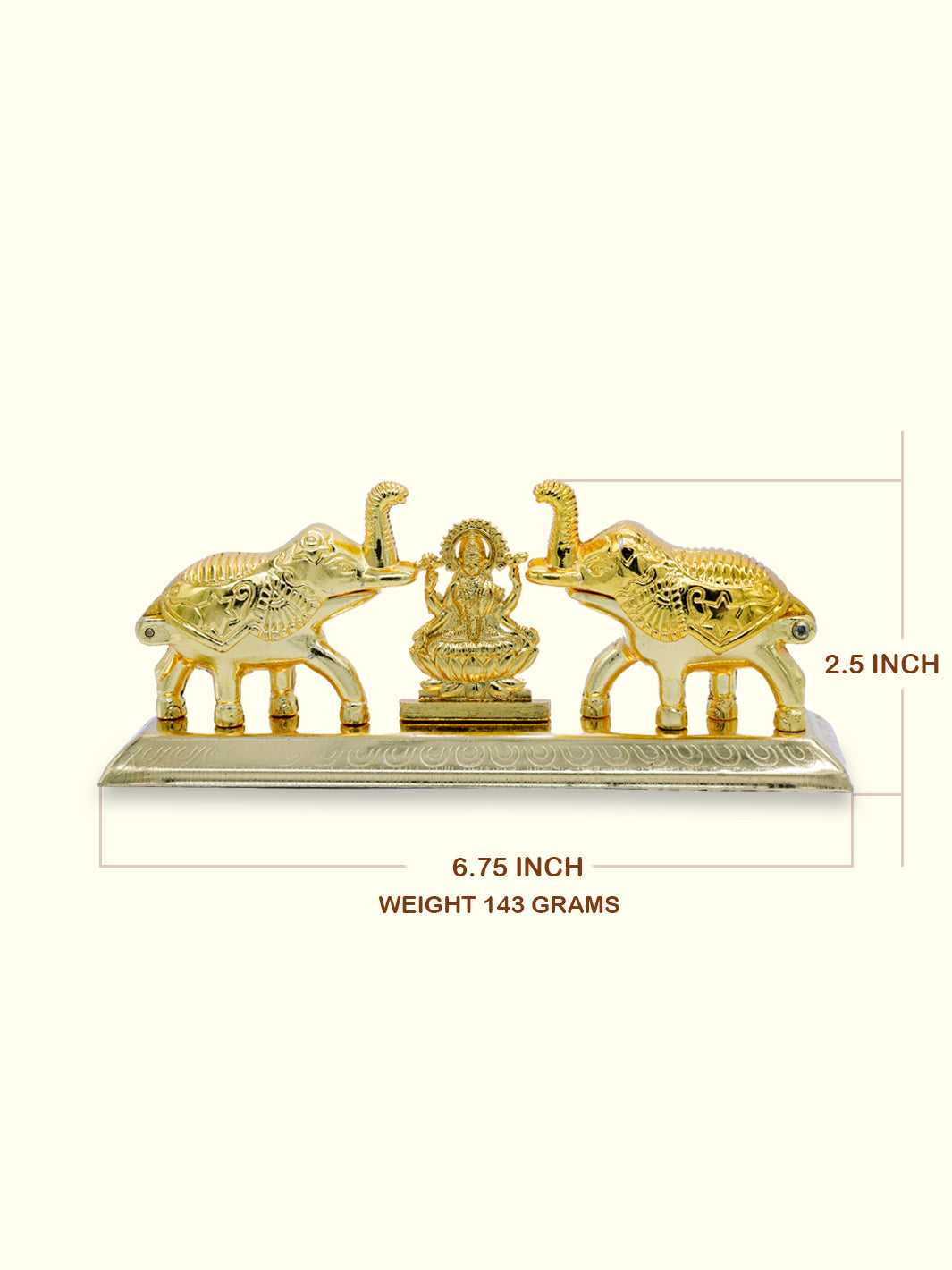 2.5" Metal Gajalaxmi kumkum Dabbi - Sripuram Store